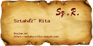 Sztahó Rita névjegykártya